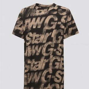 G-Star Black and Tan Graphic Dress Sprayed Letters Loose Dress